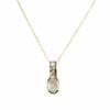 British Vintage Moonstone & White Sapphire Pendant Necklace , 9K Solid Yellow Gold ( 18" Gold Chain )