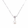 Vintage Genuine Diamonds Single Pearl Necklace , 18k Solid White Gold (18" Chain)