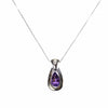 British Vintage Amethyst & Natural Diamond Pendant Necklace , 9K Solid White Gold ( With 18" Gold Chain )