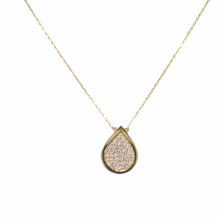 Drop Tear Shape 14K Solid Yellow Gold & Simulated Diamonds Necklace New ( Chain 18" / 45cm )