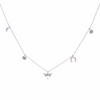 Moon Star Horse Shoe Dragon Fly 14K Solid White Gold Lucky Necklace ( Chain 17" / 43cm )