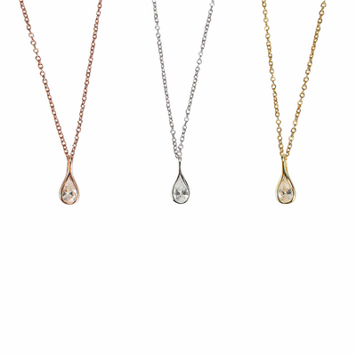 Drop Solitaire Cz Necklaces