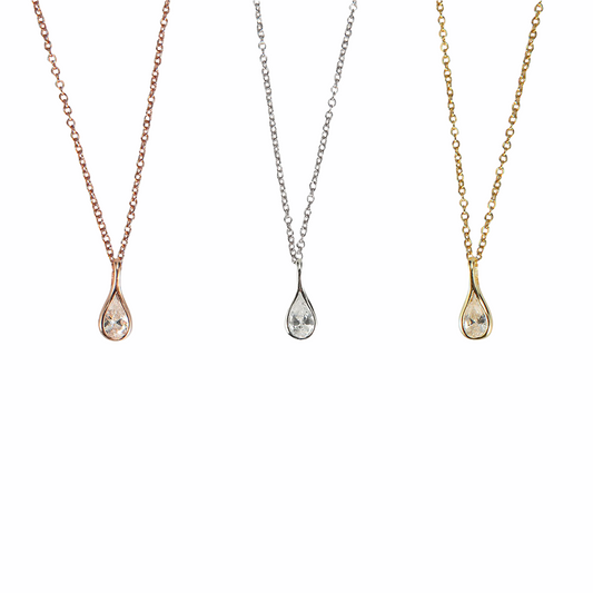 Drop Solitaire Cz Necklaces