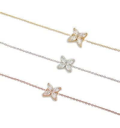 Four Stone Clover Bracelet Cz