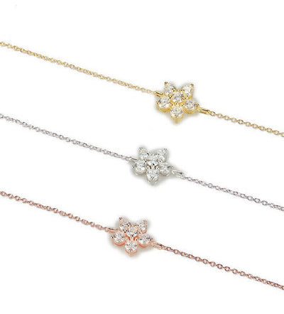 Five Stones Flower Bracelet Cz
