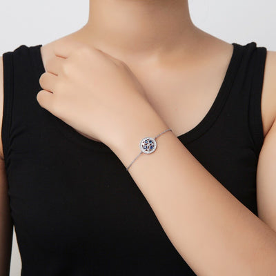 Blue Stone Disc Bracelet Cz