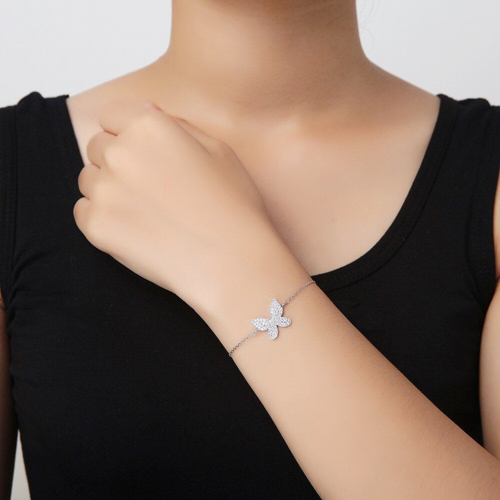 Large Butterfly Bracelet CZ