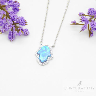 Faux Opal Hand Necklaces
