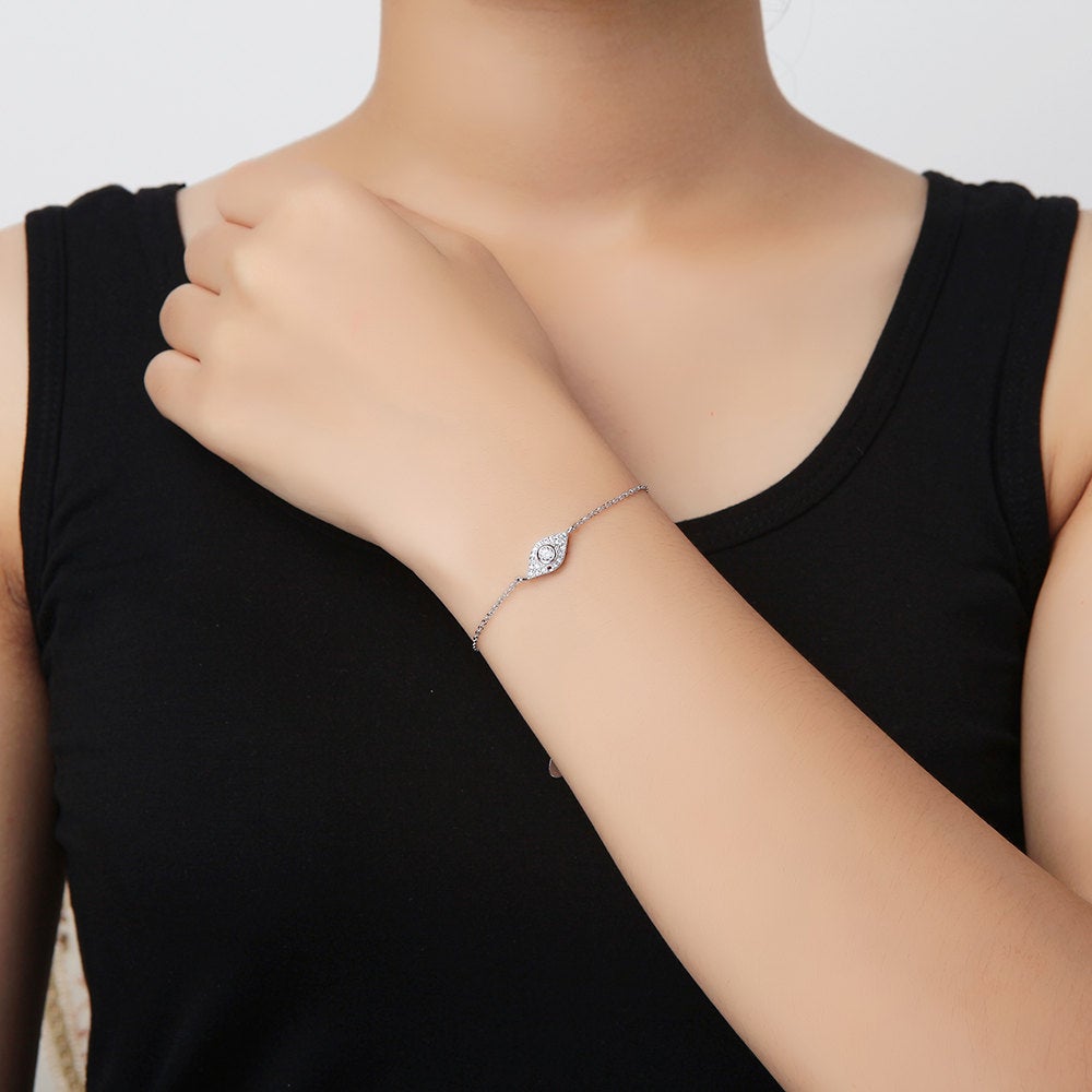 White Eye Bracelet CZ