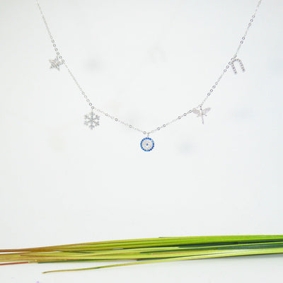 Lucky Symbols ( Evil Eye, Horse Shoe, Star, Dragonfly, Snowflake) Necklaces