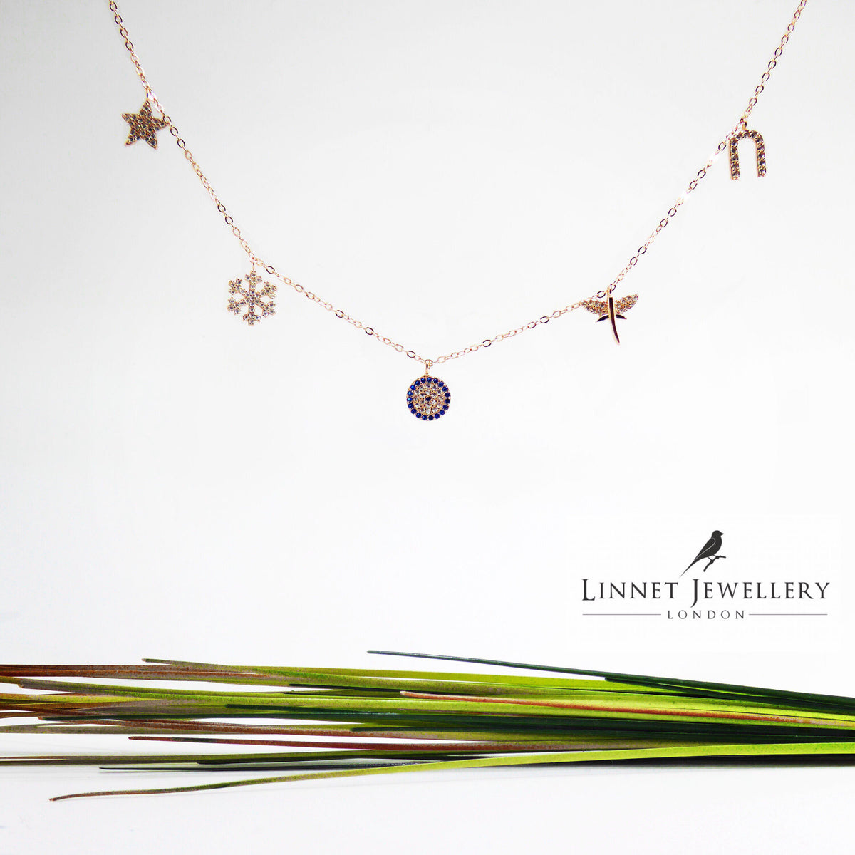 Lucky Symbols ( Evil Eye, Horse Shoe, Star, Dragonfly, Snowflake) Necklaces