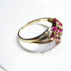 British Vintage Ruby & Diamond Ring, 9k Solid Gold  ( UK L / US 6 )