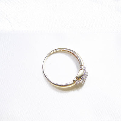 British Vintage Genuine Diamonds Ring, 9k Solid Gold  ( UK Q / US 8 )