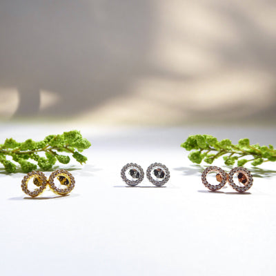 O Circle Cz Stud Earrings