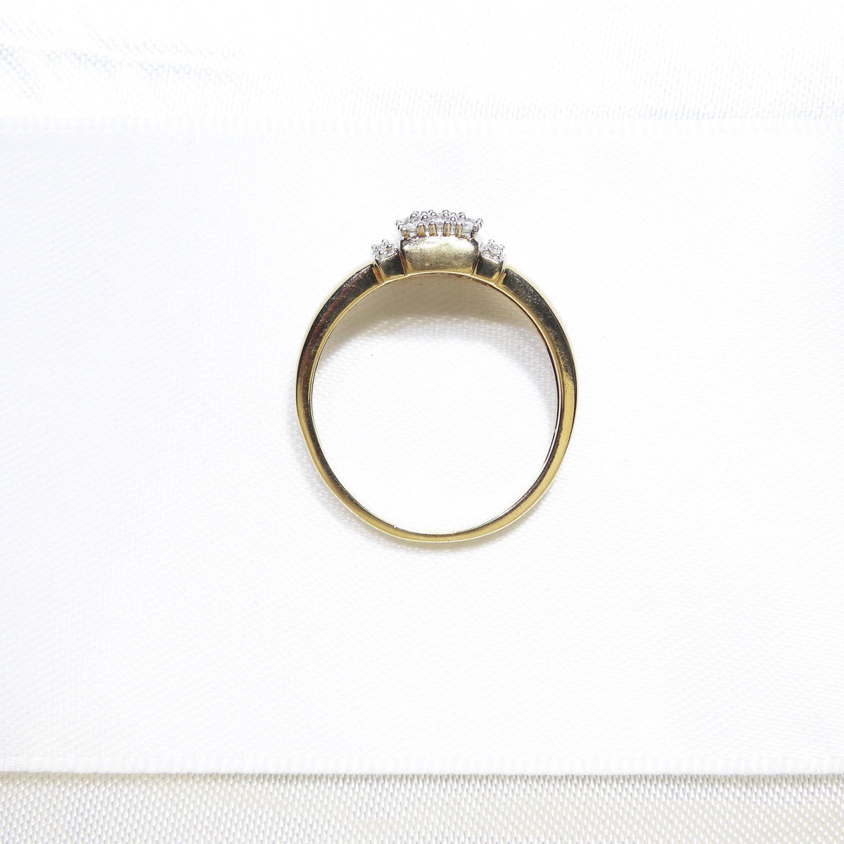 British Vintage Genuine Diamonds Ring, 9k Solid Gold  ( UK Q / US 8 )