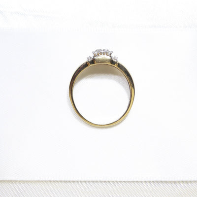 British Vintage Genuine Diamonds Ring, 9k Solid Gold  ( UK Q / US 8 )