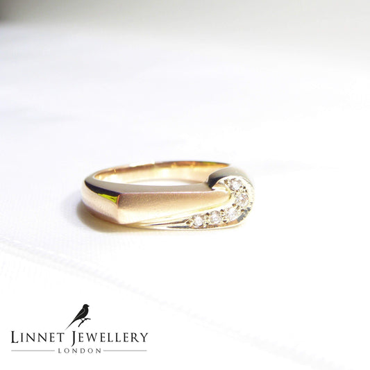 Vintage Rare Russian Diamond Ring , 14K Solid Rose Gold ( UK M / US 6 )