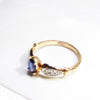 Vintage Sapphire & Genuine Diamonds Cluster Ring , 14K Solid Rose Gold ( UK M / US 6 )