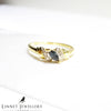 British Vintage Sapphire & Genuine Diamonds Ring, 18k Solid Gold  ( UK M 1/2 - US 6,5 )