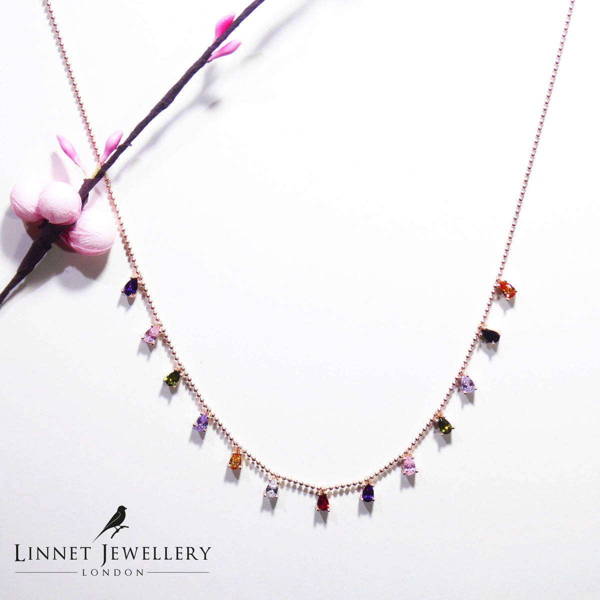 Multi Colour Drop Necklaces, CZ Stones
