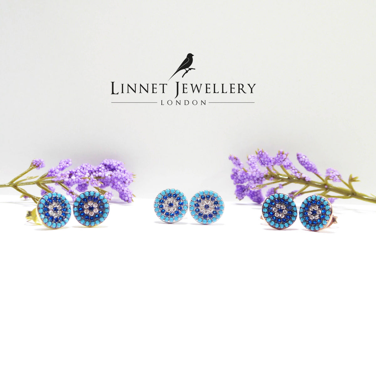Turquoise Evil Eye Stud Earrings