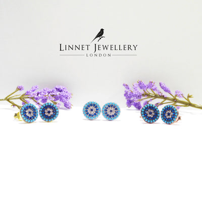 Turquoise Evil Eye Stud Earrings