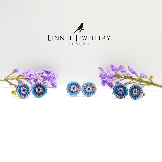 Turquoise Evil Eye Stud Earrings