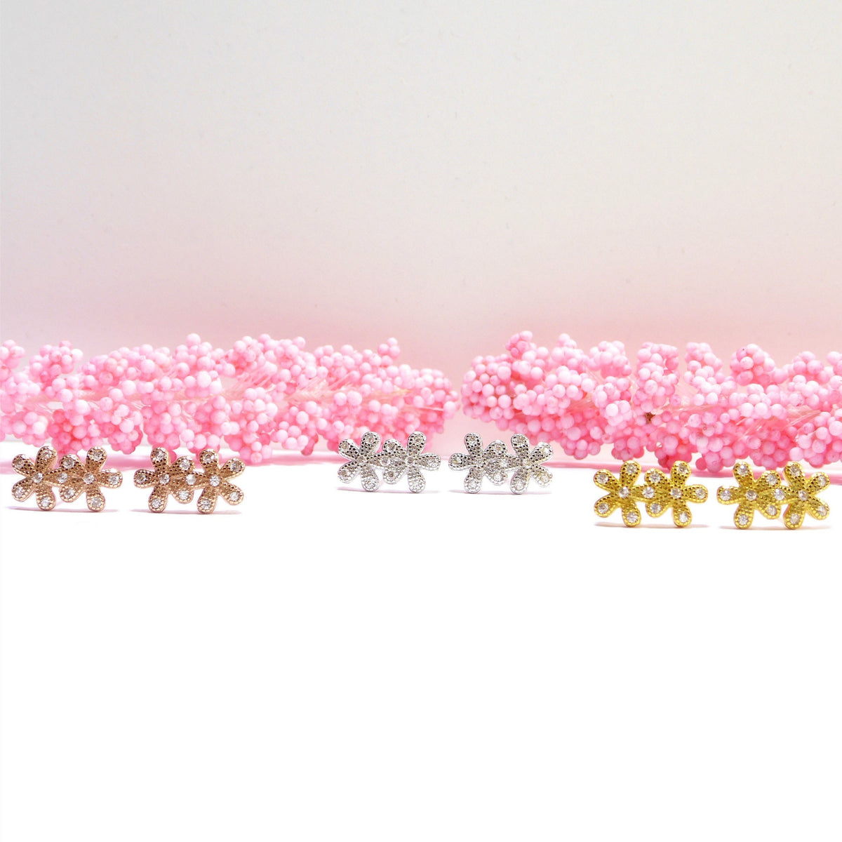 Double Flower Stud Earrings