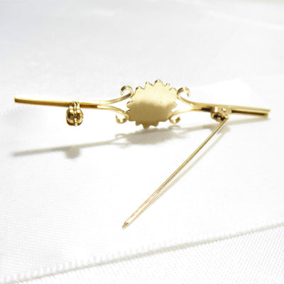 Vintage 9ct Solid Gold & Cameo Bar Brooch / Pin