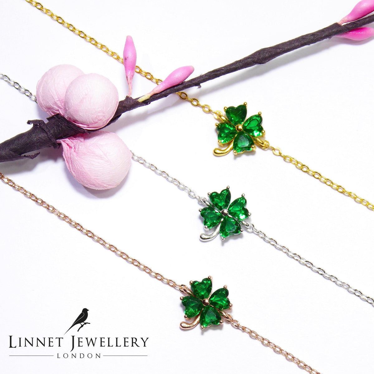 Green Clover Bracelet CZ