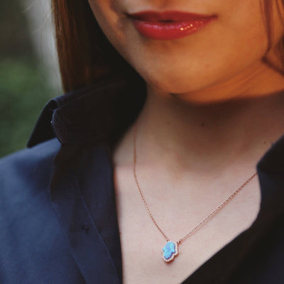 Faux Opal Hand Necklaces