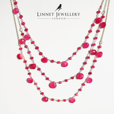 Heated Ruby Beaded Handmade Necklaces