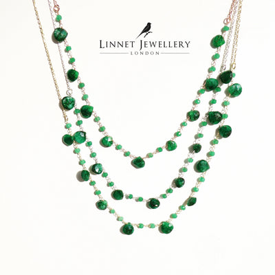Heated Emerald Beaded Handmade Necklace