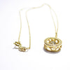 Moving Stone Halo Circle Necklace 14K Solid Yellow Gold & Simulated Diamond