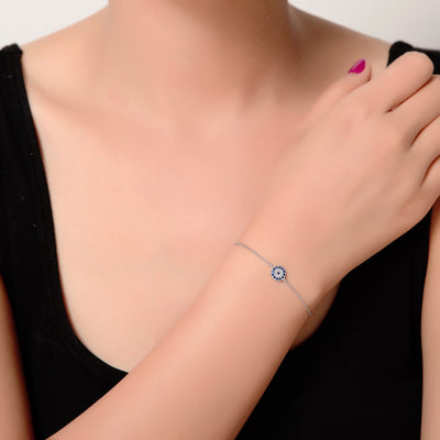 Blue Lucky Evil Eye Bracelet Cz