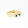 Vintage Blue Sapphire & Genuine Diamonds Half Eternity Ring , 9K Solid Yellow Gold ( UK L / US 5 3/4 )