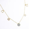 Horse Shoe Clover Sea Star Evil Eye 14K Solid Yellow Gold Lucky Necklace