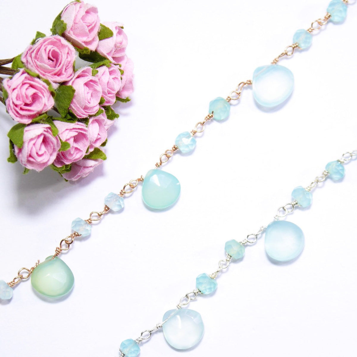 Chalcedony Beaded Handmade Necklaces