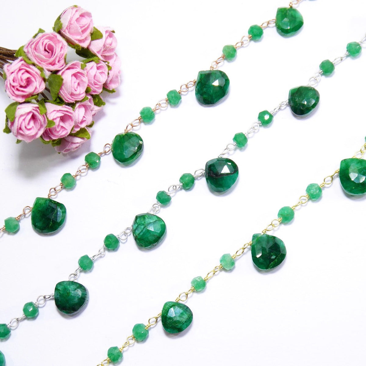 Heated Emerald Beaded Handmade Necklace