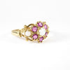 British Vintage Rare Ruby & Opal Dress Ring , 9k Solid Yellow Gold ( UK O / US 7 / 15mm )