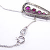Vintage Ruby & Diamond Drop Necklace, 10K Solid White Gold