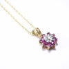 British Vintage Natural Ruby & Diamond Necklace , 9K Solid Yellow Gold ( With 18" Gold Chain )