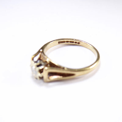 British Vintage Single Stone Diamond Solitaire Ring , 9ct Solid Gold ( UK L - US 6 )