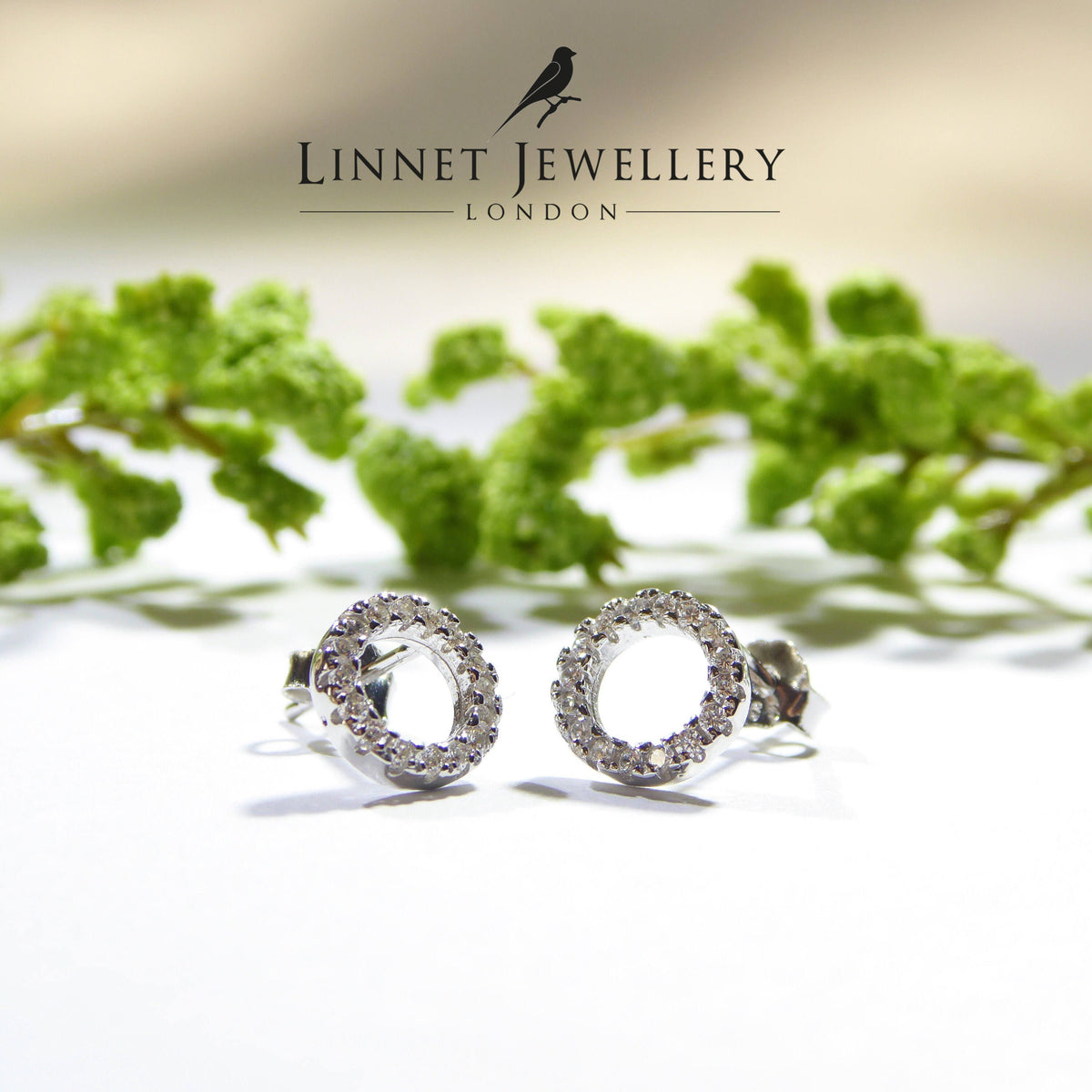 O Circle Cz Stud Earrings