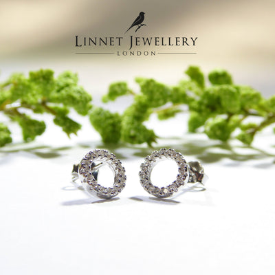 O Circle Cz Stud Earrings