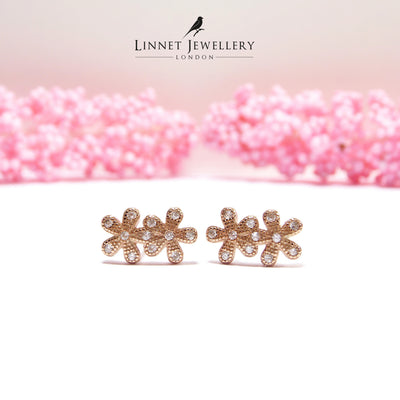 Double Flower Stud Earrings