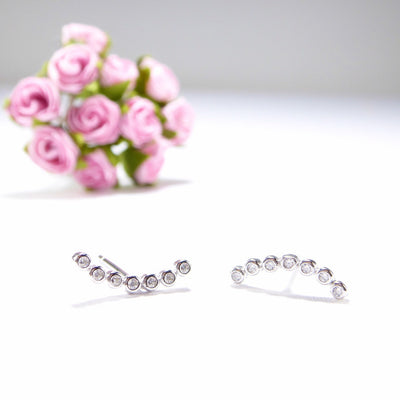 Dainty Curved Bar Stud Earrings