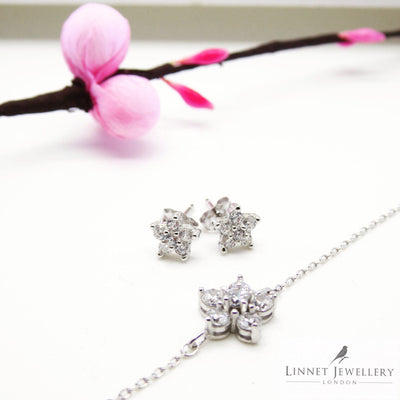 Five Stones Flower Bracelet Cz