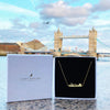 British Vintage Diamond 9k Solid Gold Double Drop Necklace ( 18" Gold Chain )