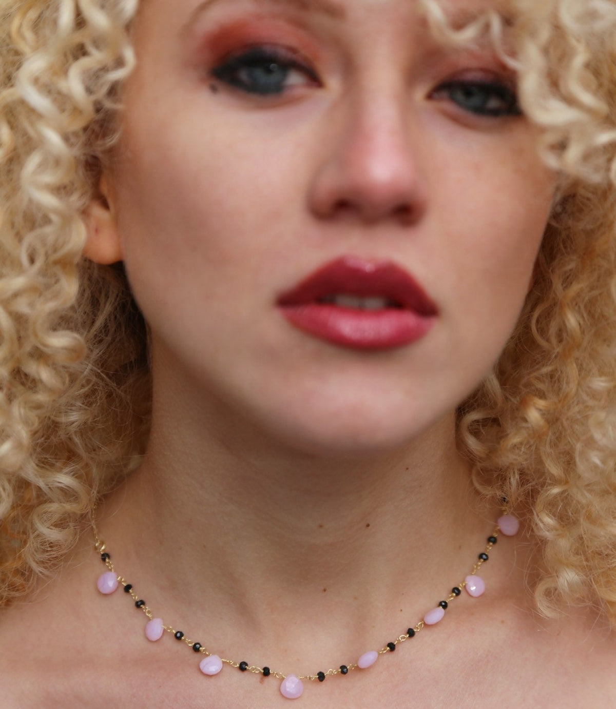Rose Quartz& Onyx Beaded Handmade Necklaces